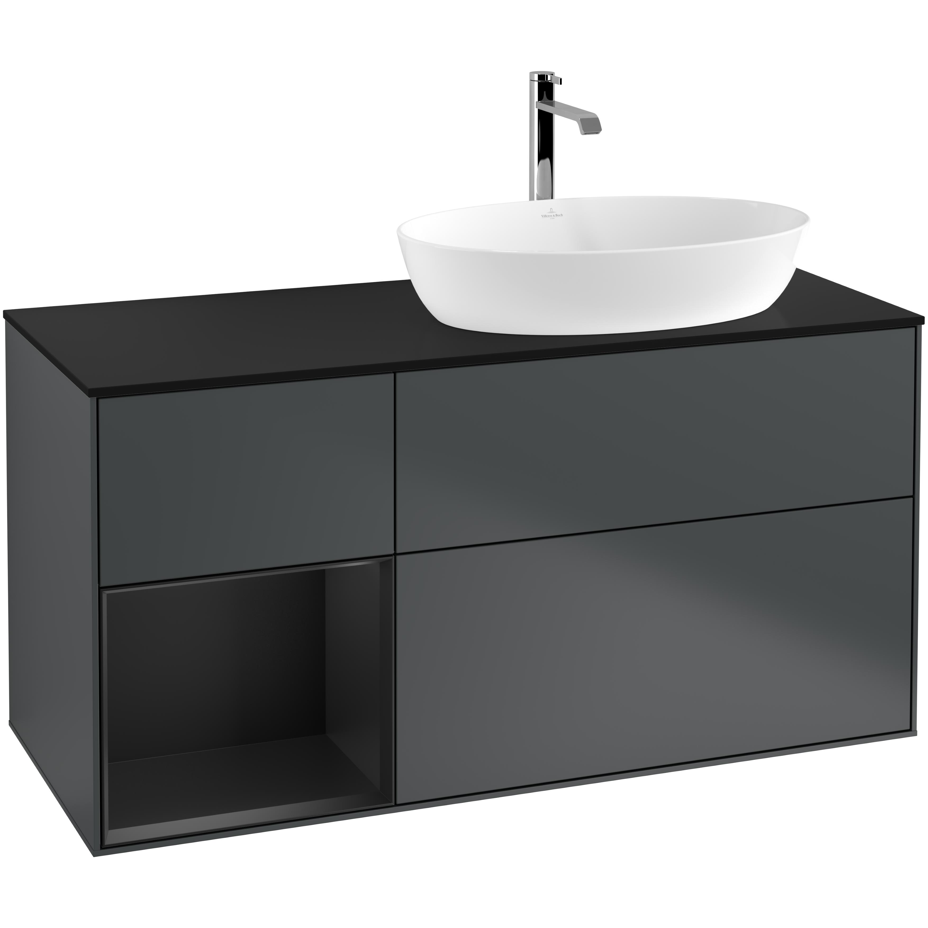 Tvättställsskåp Villeroy & Boch Finion med 3 Lådor Hylla och Bänkskiva för Ocentrerat Tvättställ från Artis & Collaro