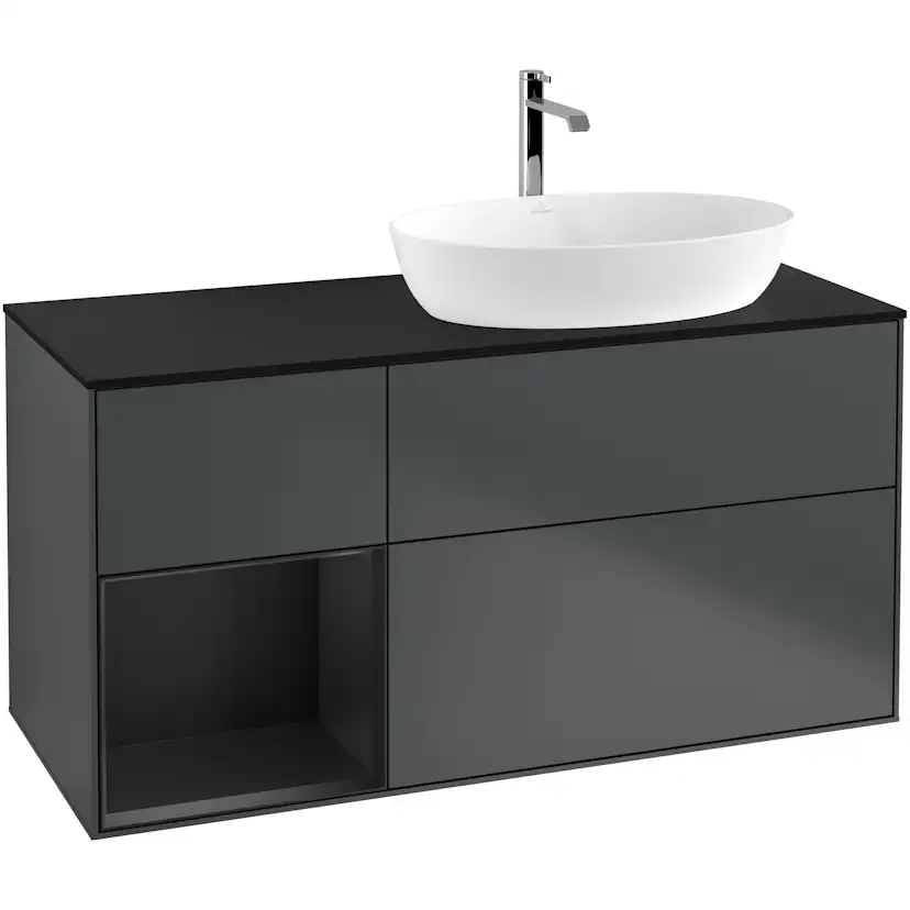 Tvättställsskåp Villeroy & Boch Finion med 3 Lådor Hylla och Bänkskiva för Ocentrerat Tvättställ från Artis & Collaro