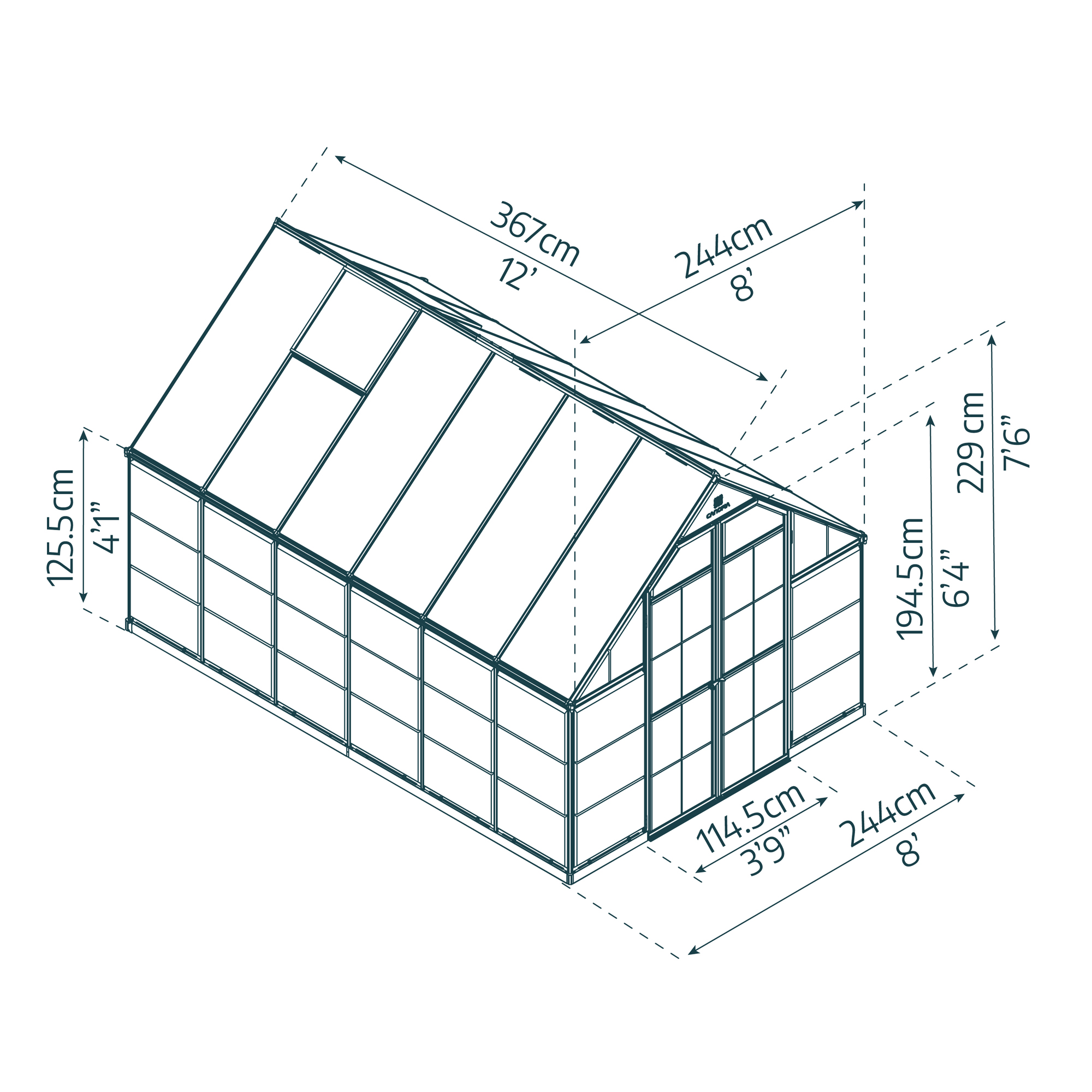Canopia Cristalwall växthus 8.9 m² Silver Aluminium