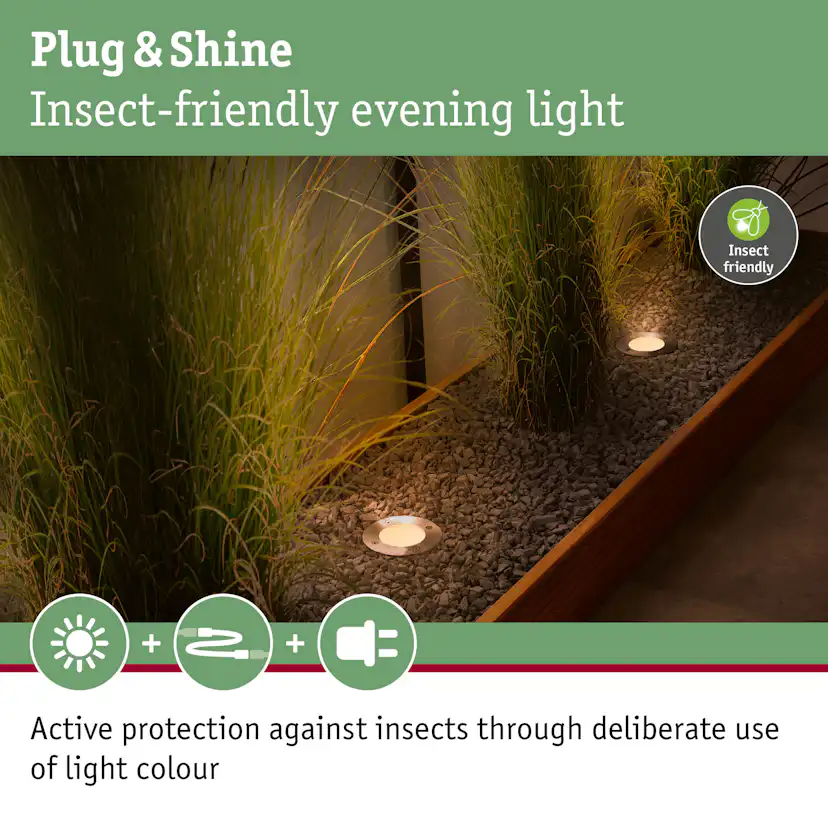 LED Infälld Markbelysning Paulmann Plug & Shine Floor Profil Spot Insektsvänlig IP67 4,5W 3-pack med Kabel & Transformator