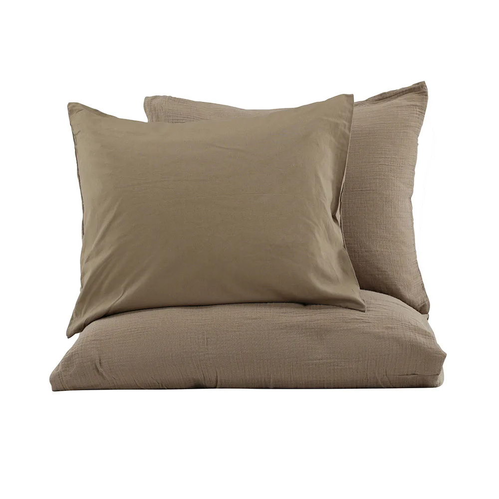 Mila Bed Set Cotton Gauze Brown 240x220 cm Färg: Brun, Mått: 240x220 cm