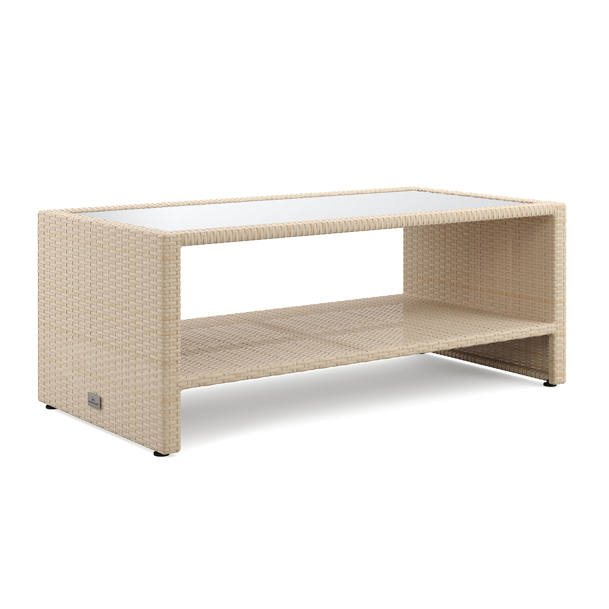 Loungebord Comfort Garden Bahamas Soffbord med hylla Utomhus 113 cm Konstrotting