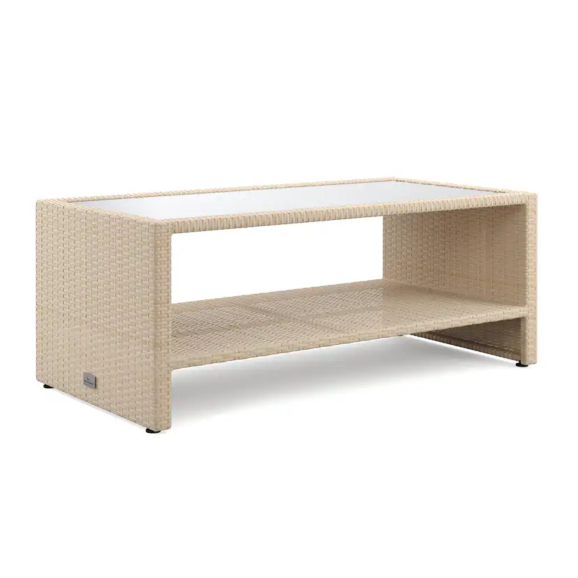 Loungebord Comfort Garden Bahamas Soffbord med hylla Utomhus 113 cm Konstrotting