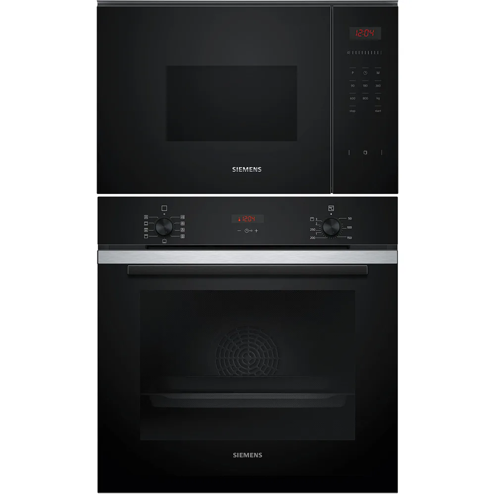 Ugn- och Mikropaket Siemens iQ300 HB234ABS3F + BF523LMB1 Rostfri med 3D hotAir Plus och ecoClean