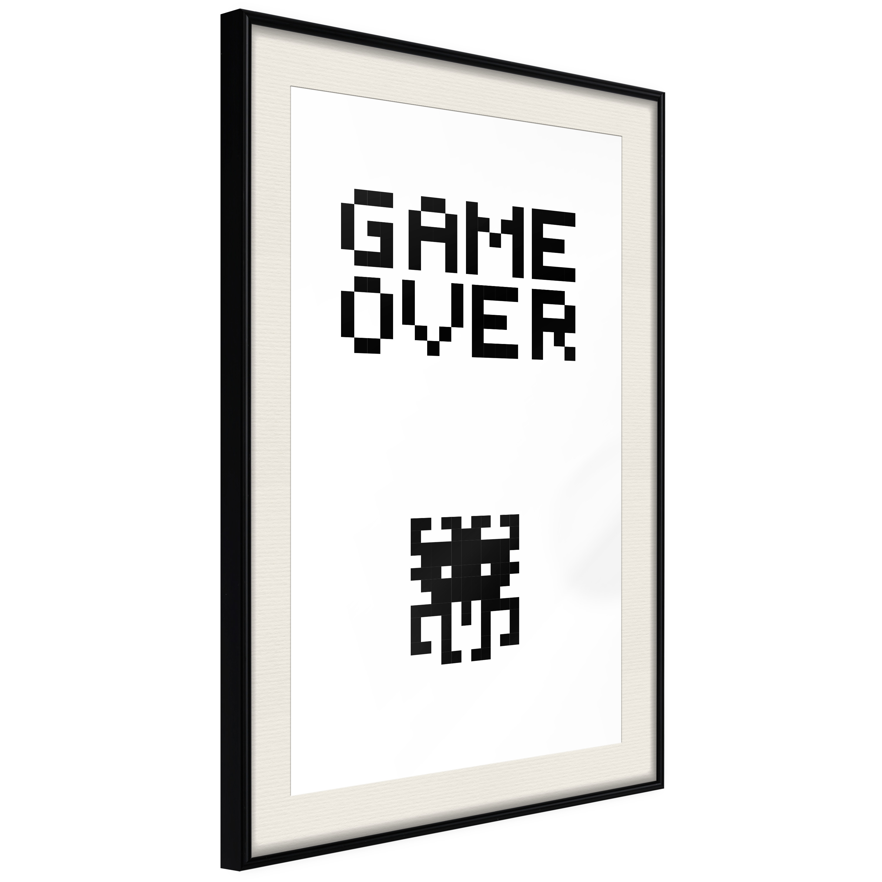 Affisch - Game Over [Poster] 40x60 Svart ram med passepartout, 40x60 cm