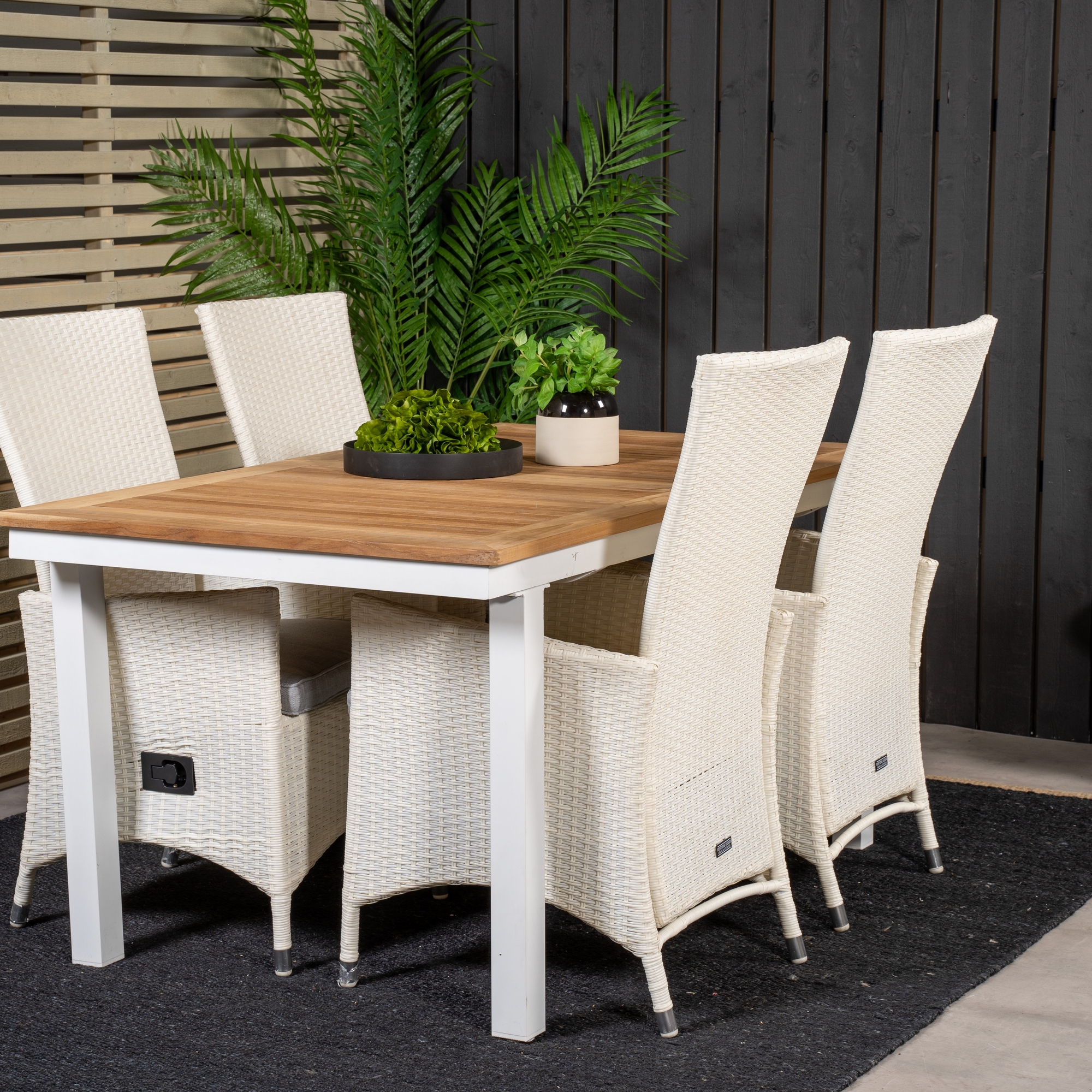 Panama Dining Table 160/240*90 - White Alu / Teak+Padova Arm Blanka Ben
