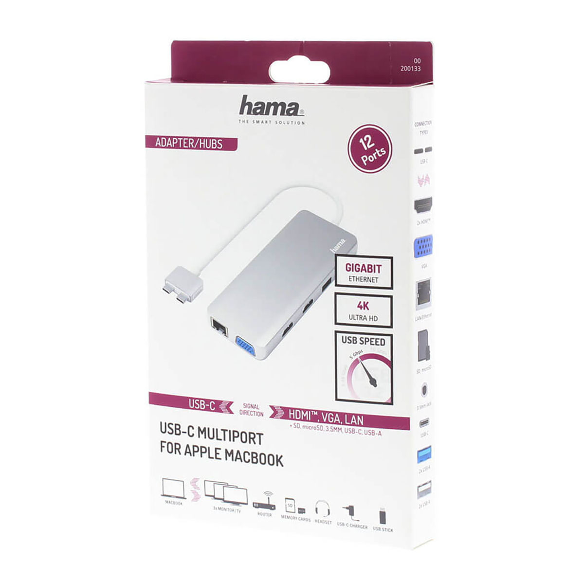 Hub USB-C Hama Connect2Mac 12 portar