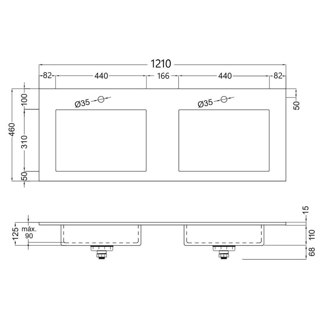 Tvättställ Solid Surface Tenfors Flow Solid Surface