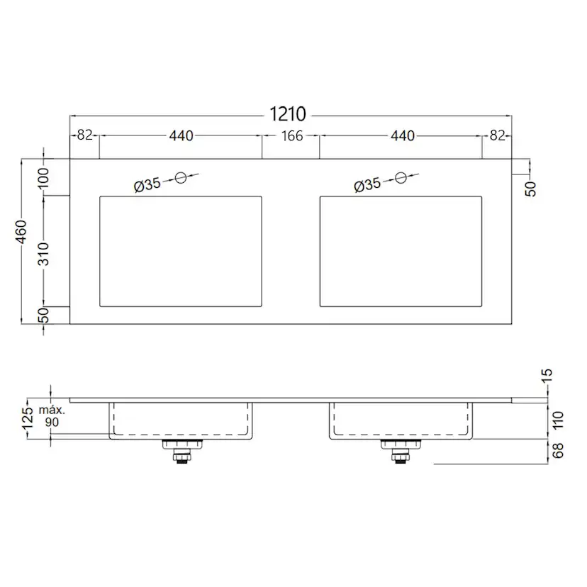 Tvättställ Solid Surface Tenfors Flow Solid Surface