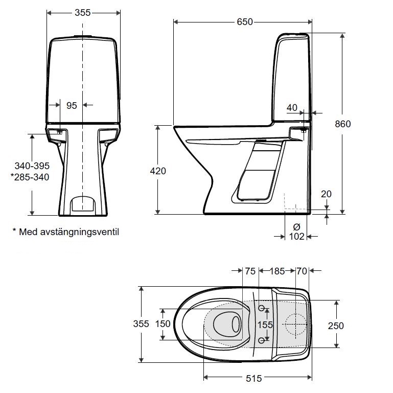 Toalettstol Ifö Spira 6260 Rimfree