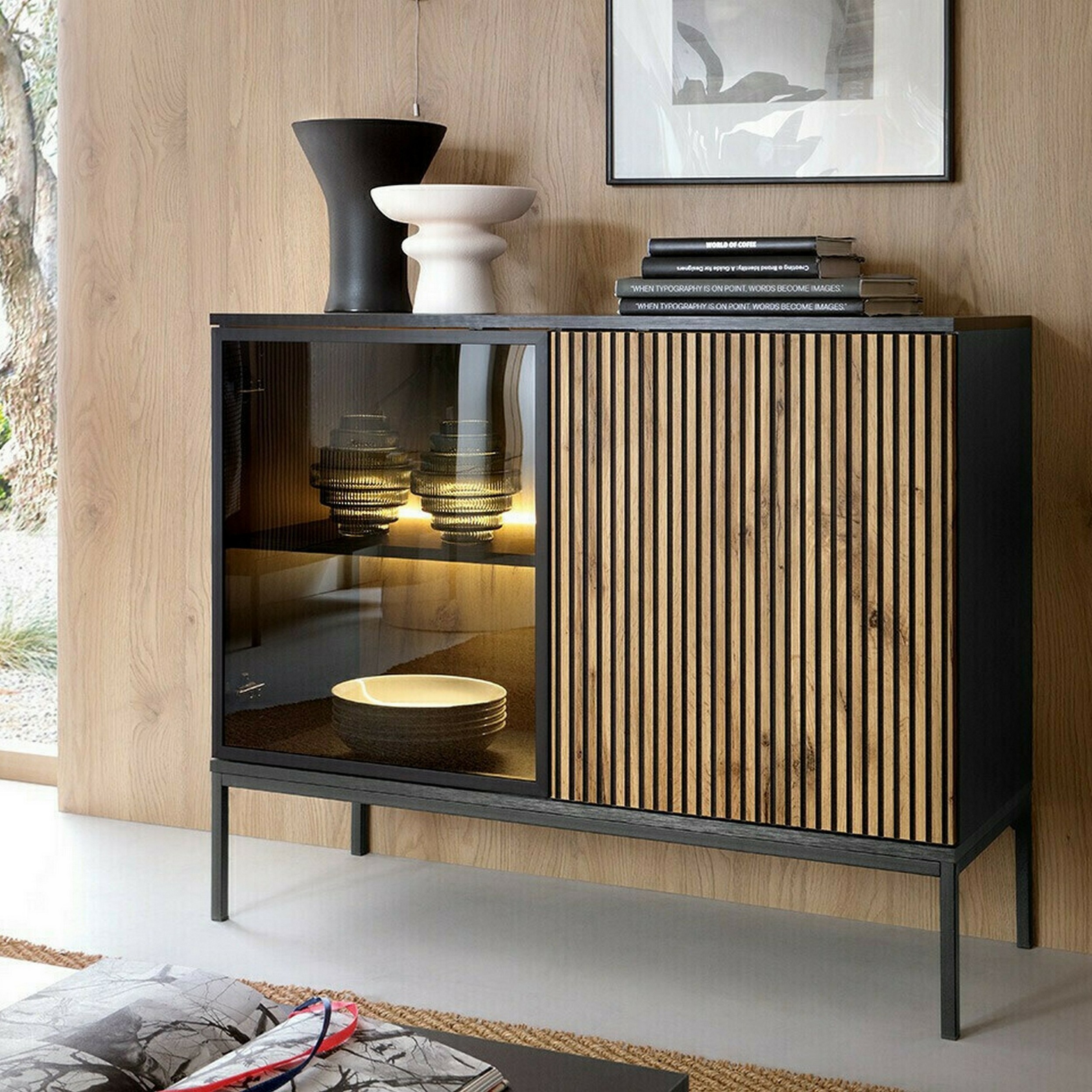 Vitrinskåp Scandinavian Choice Klinkerville med Belysning 104x83x39 cm