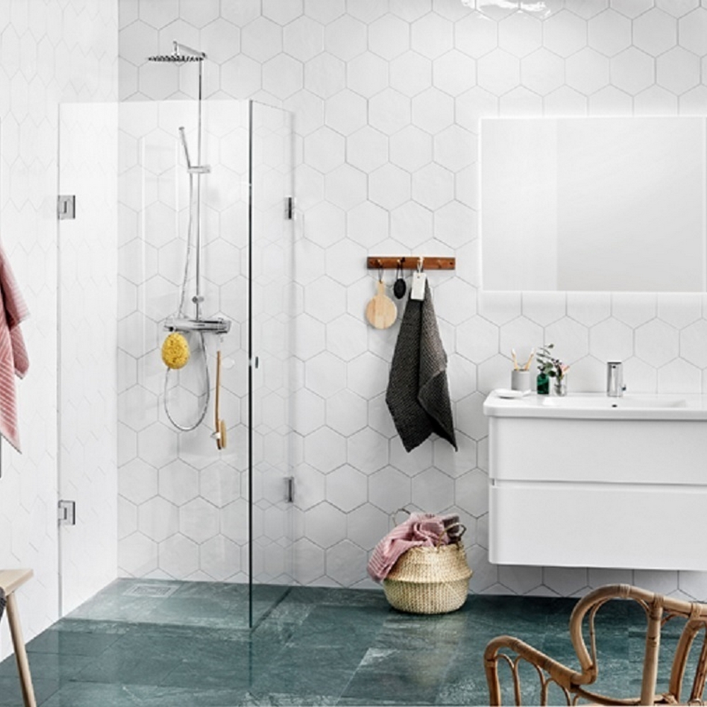 Duschhörna Alterna Luxor 800x800 mm Vita Beslag LxB: 780x780 mm, Vita Beslag, Glastjocklek: 8 mm