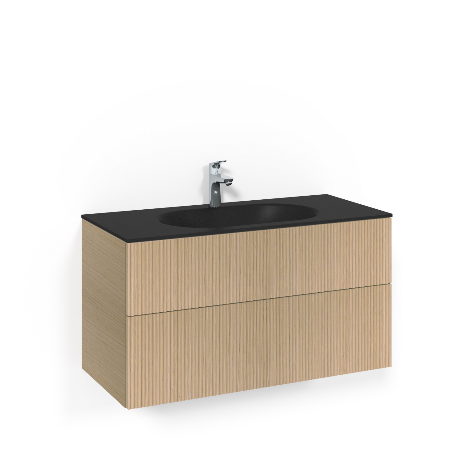 Crown Kom 100x45 Lj Li PO MsG Ljus Ek, 1000 mm, Glastvättställ Mattsvart, Med Pushfunktion