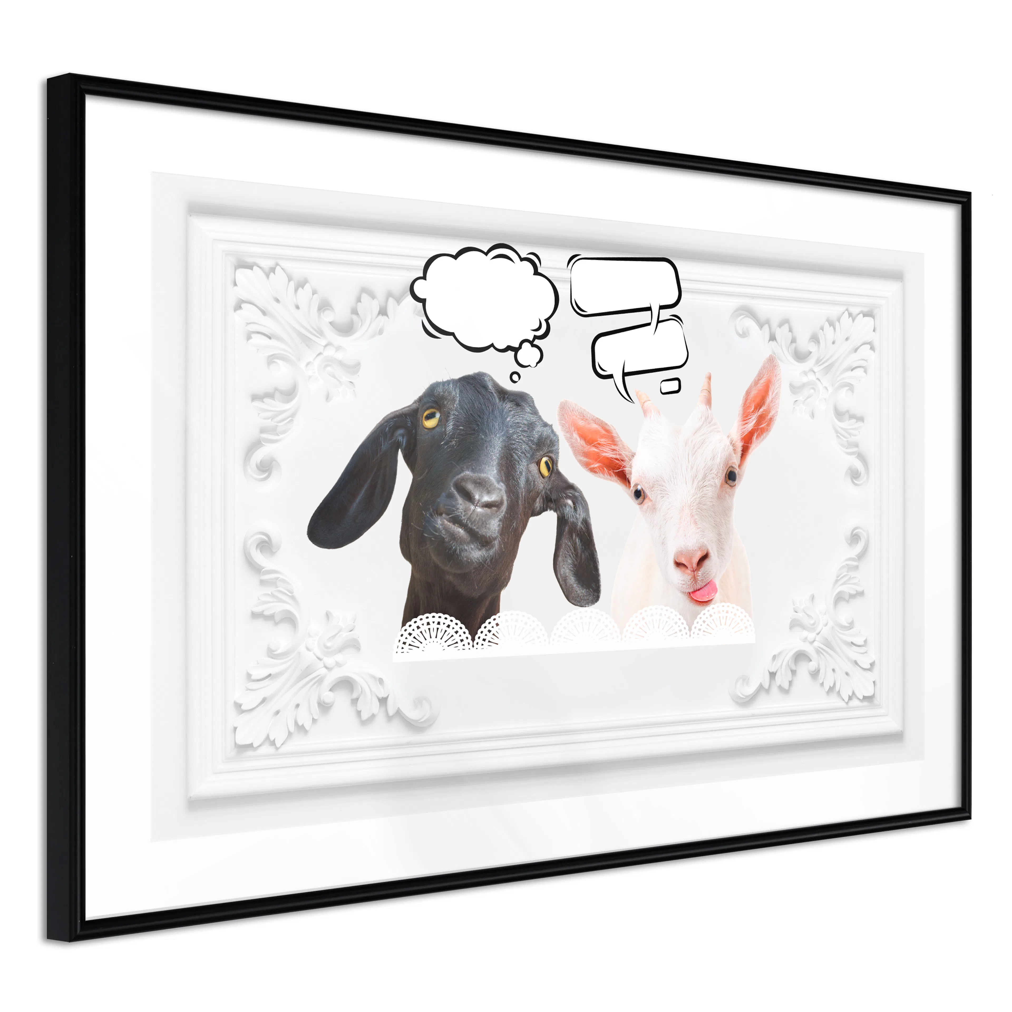 Affisch - Funny Goats [Poster] 30x20 Svart ram, 30x20 cm