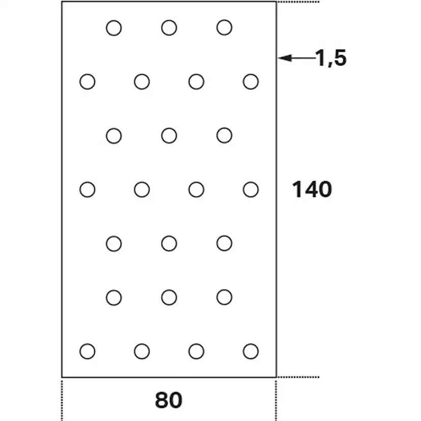 Hålplatta Hp 80x140x1,5 80x140x1,5 mm