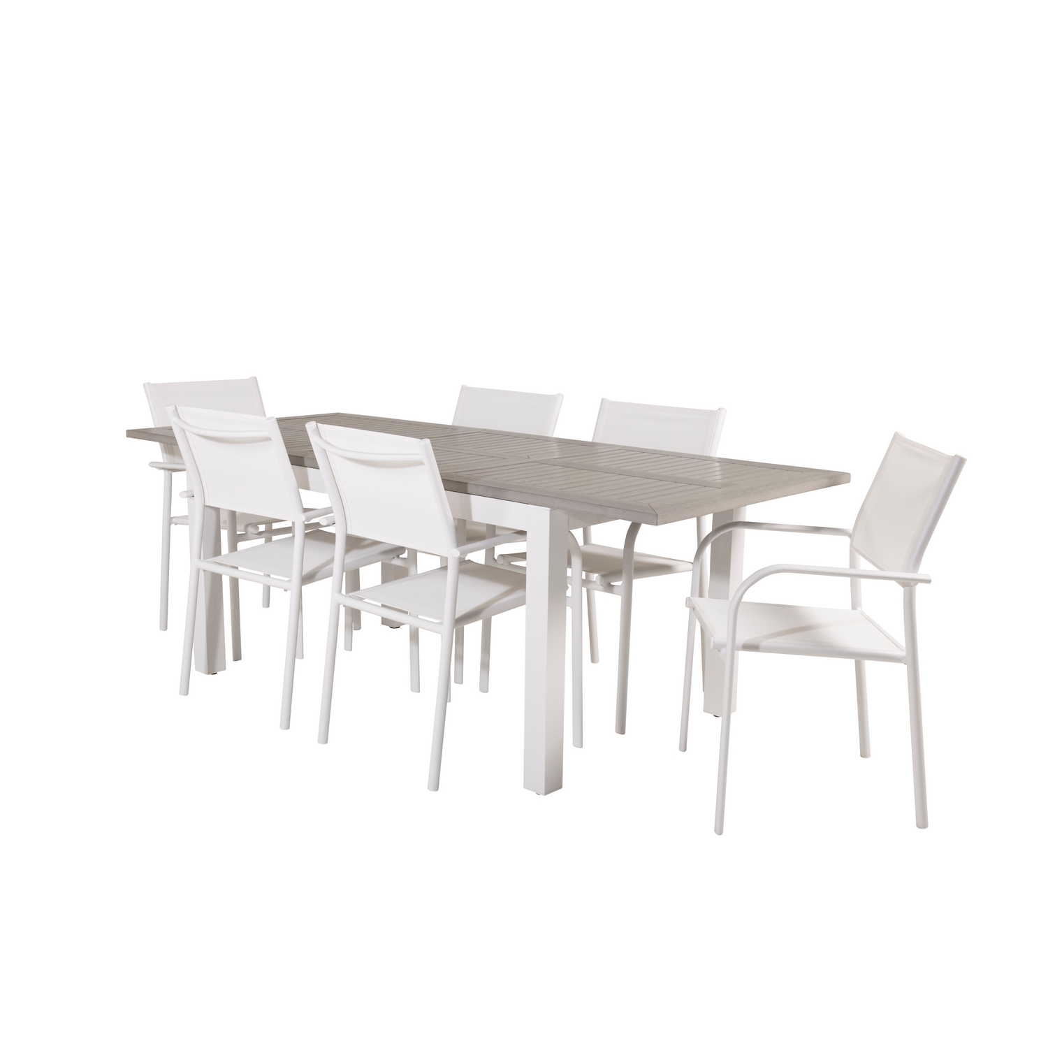 Albany Dining Table 152/210*90 - White Alu / Grey Aintwood+S Vit/Grå