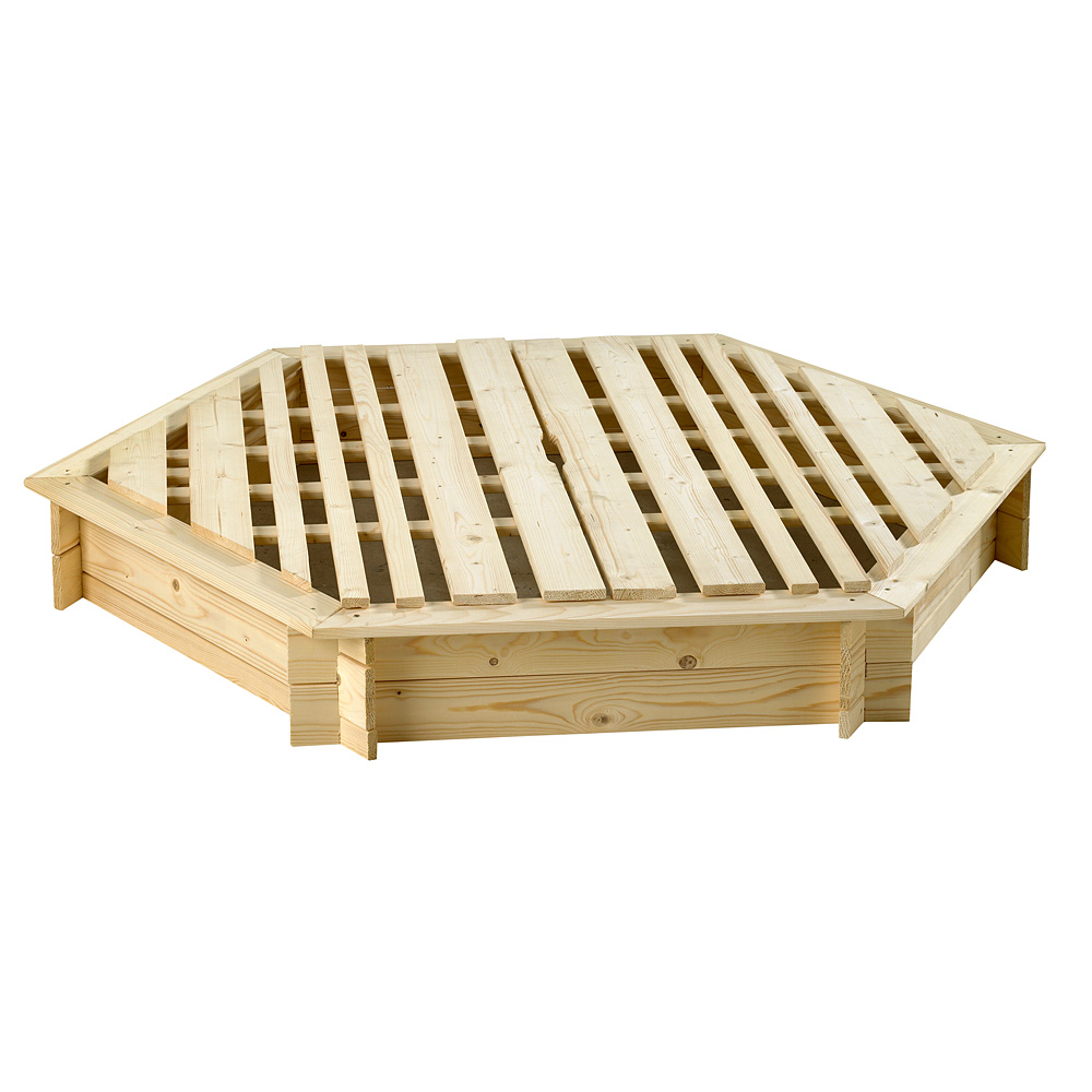 Sandlåda Jabo Sexkantig med Sittbräda & Lock Trä