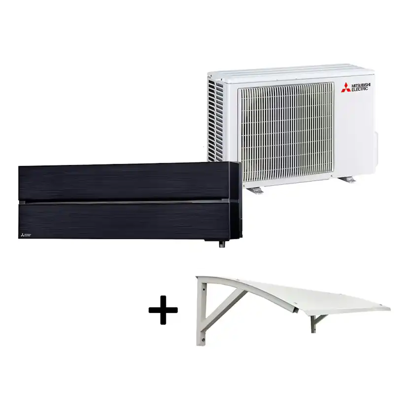 Mitsubishi Electric Hero 2.0 LN25 6,3kW Värme SCOP 5,2 Luftvärmepump Paket med Värmepumpstak