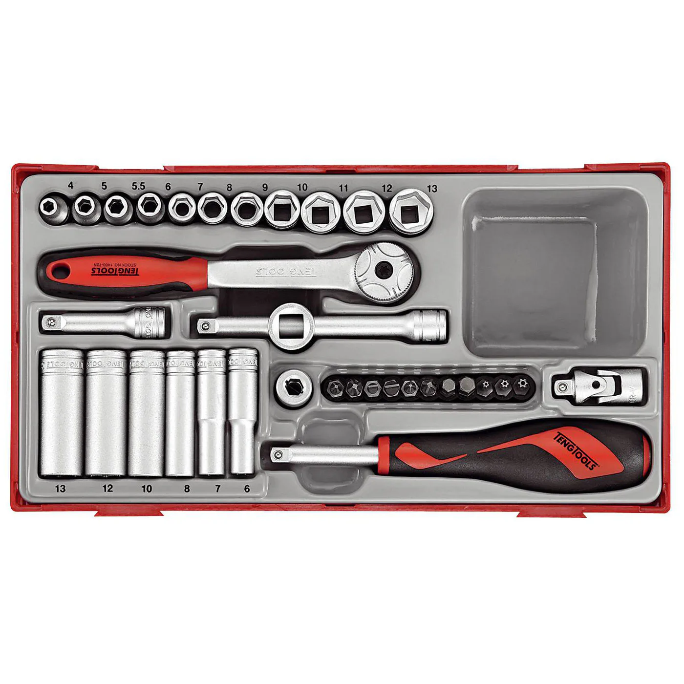 Hylsnyckelsats 35 delar med 1/4 tum fyrkantsfäste Teng Tools TT1435