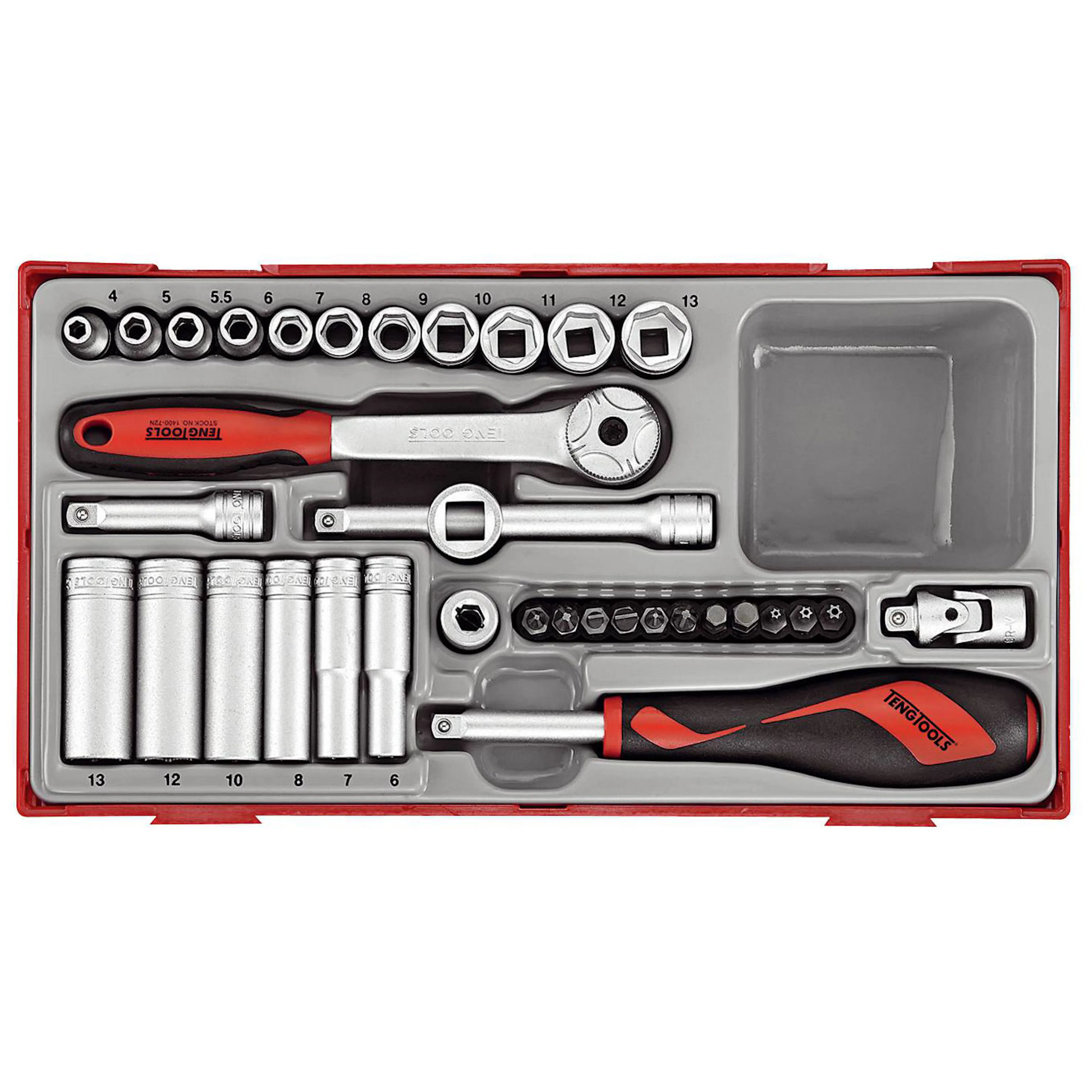 Hylsnyckelsats 35 delar med 1/4 tum fyrkantsfäste Teng Tools TT1435