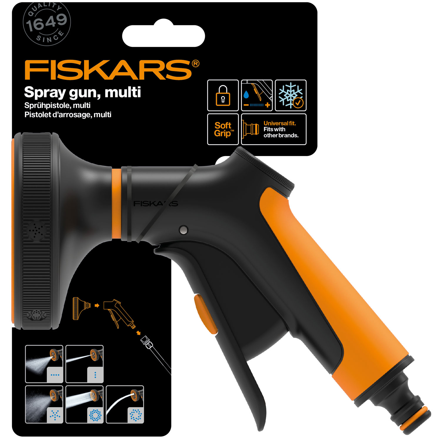 Bevattning Fiskars Slangkoppling Multifunktionell Sprinklerpistol
