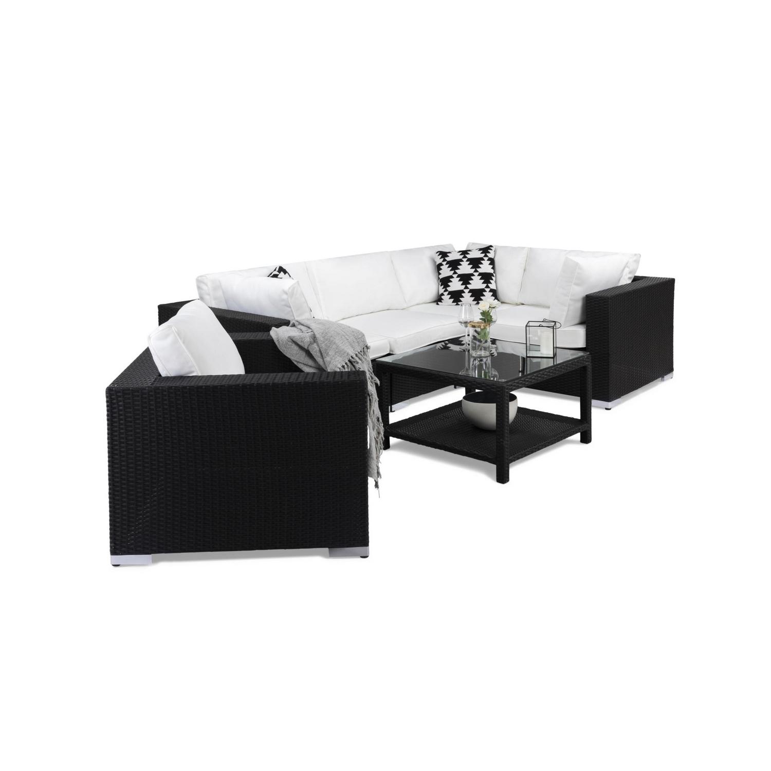 Loungegrupp Comfort Garden Bahamas 5-sits Hörn med Fåtölj och Bord 75x75