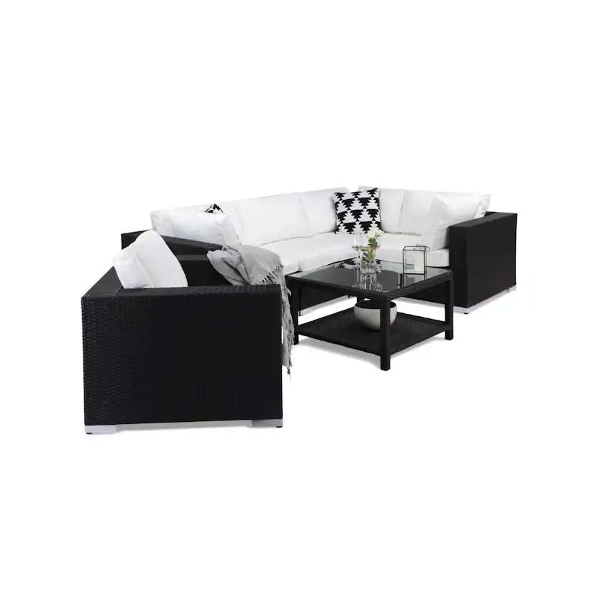Loungegrupp Comfort Garden Bahamas 5-sits Hörn med Fåtölj och Bord 75x75