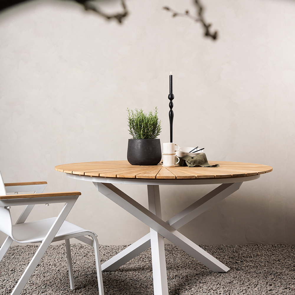 Mexico matbord ø140 - vit / teak Vit/Teak