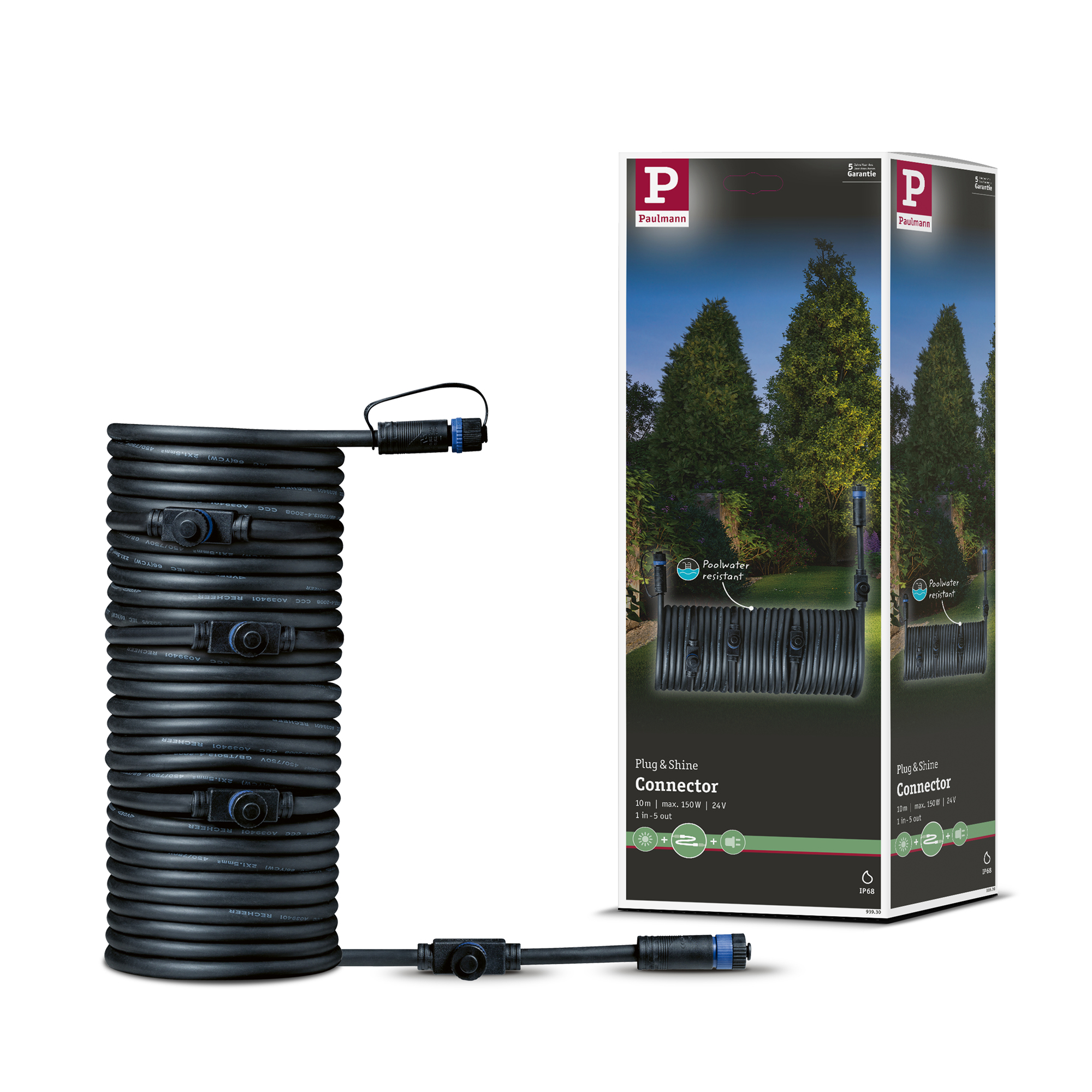 Anslutningskabel Paulmann Plug & Shine IP68 max. 150W 1in-5ut