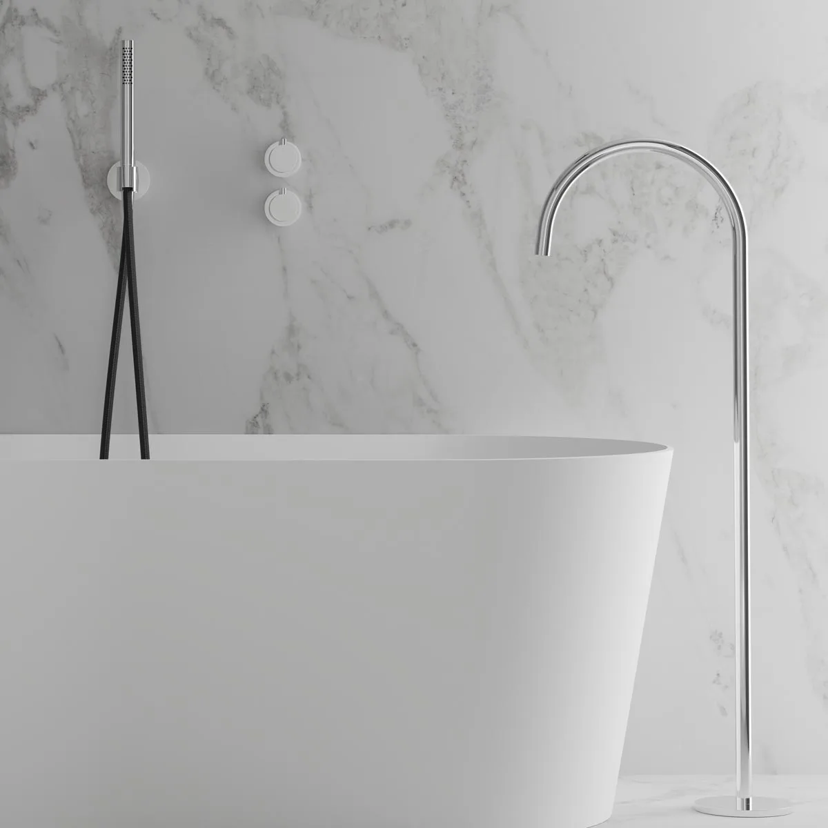 Badkarsblandare Scandtap Steel Harmonized Bliss 4 med Handdusch för Inbyggnad