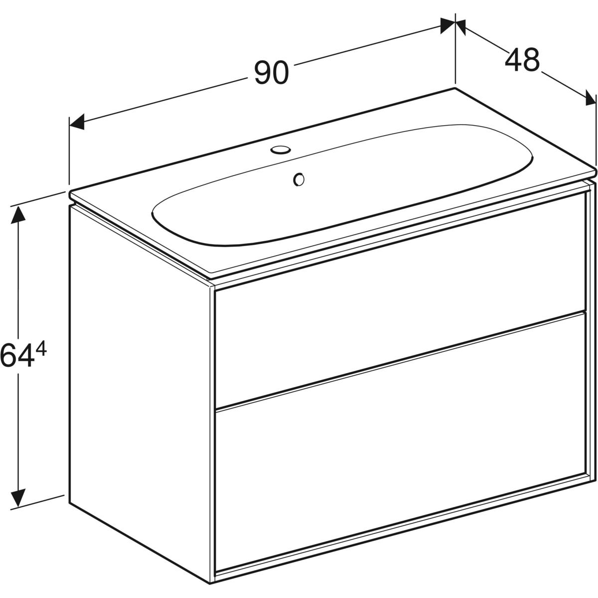 Tvättställsskåp Ifö Sense Art Smal Design med 2 lådor Valnöt