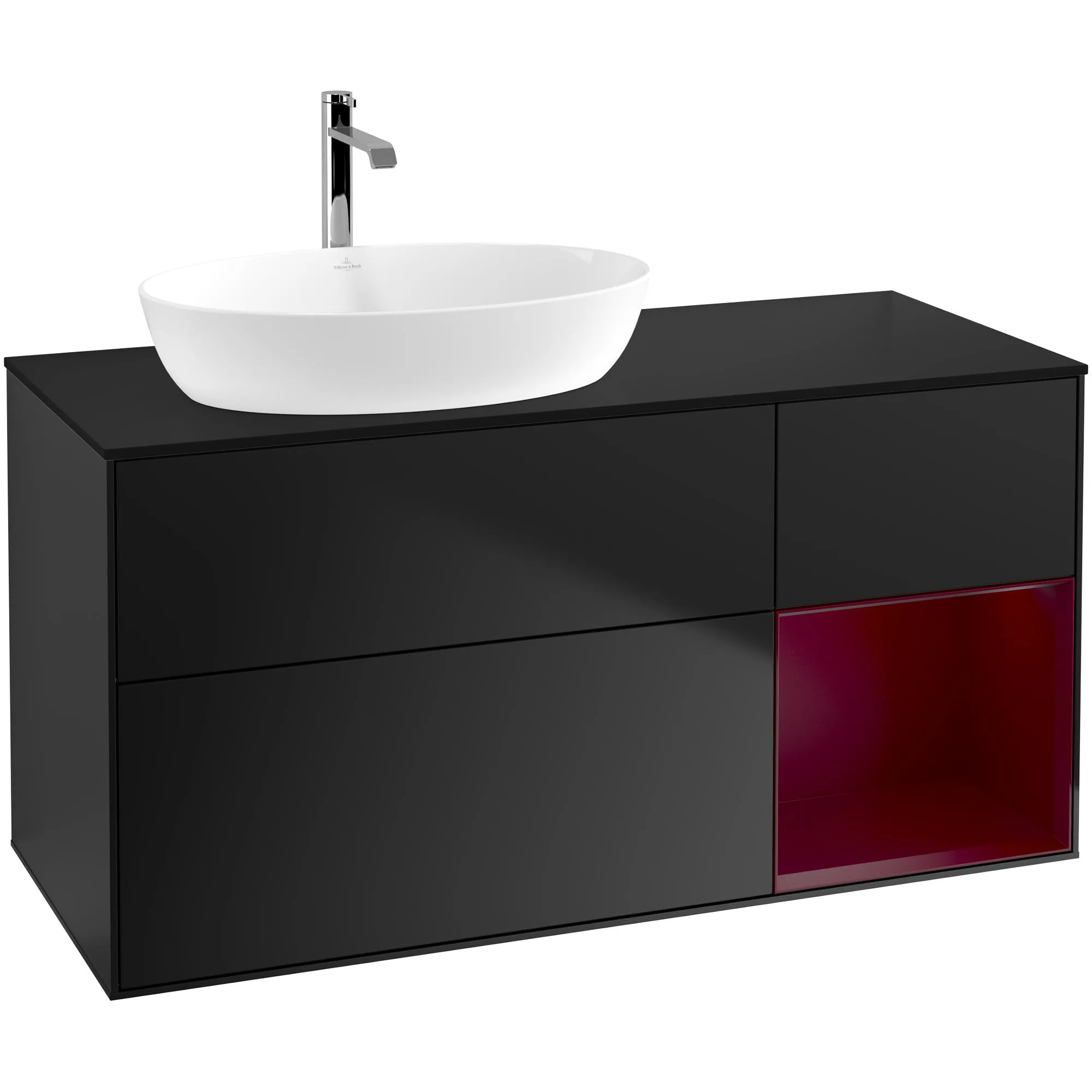 Tvättställsskåp Villeroy & Boch Finion med 3 Lådor Hylla och Bänkskiva för Ocentrerat Tvättställ från Artis & Collaro