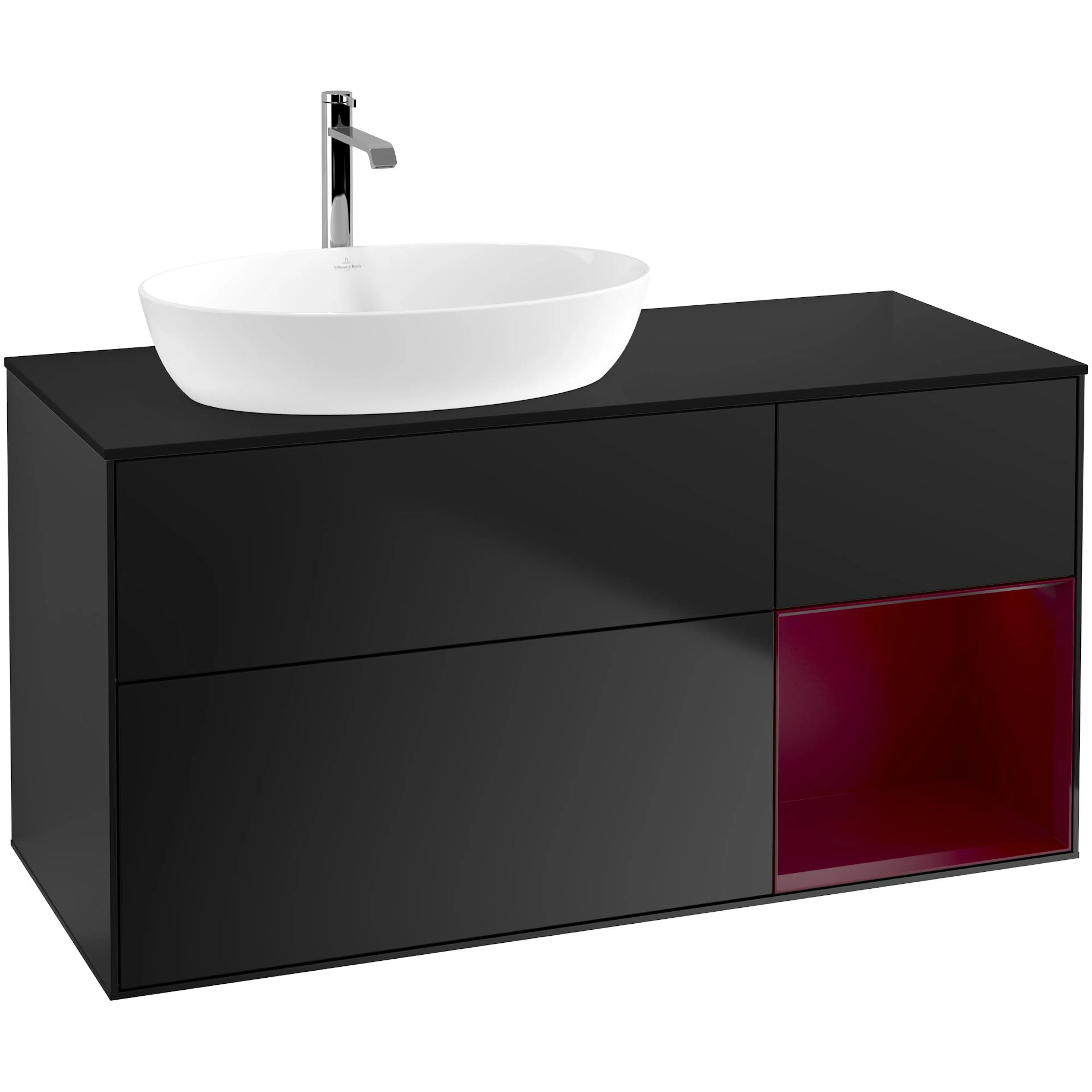 Tvättställsskåp Villeroy & Boch Finion med 3 Lådor Hylla och Bänkskiva för Ocentrerat Tvättställ från Artis & Collaro