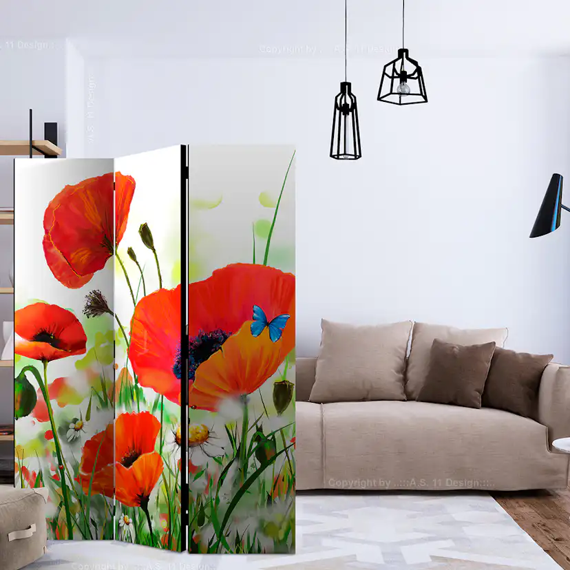 Rumsavdelare Skärmvägg Arkiio Country Poppies 135x172 cm