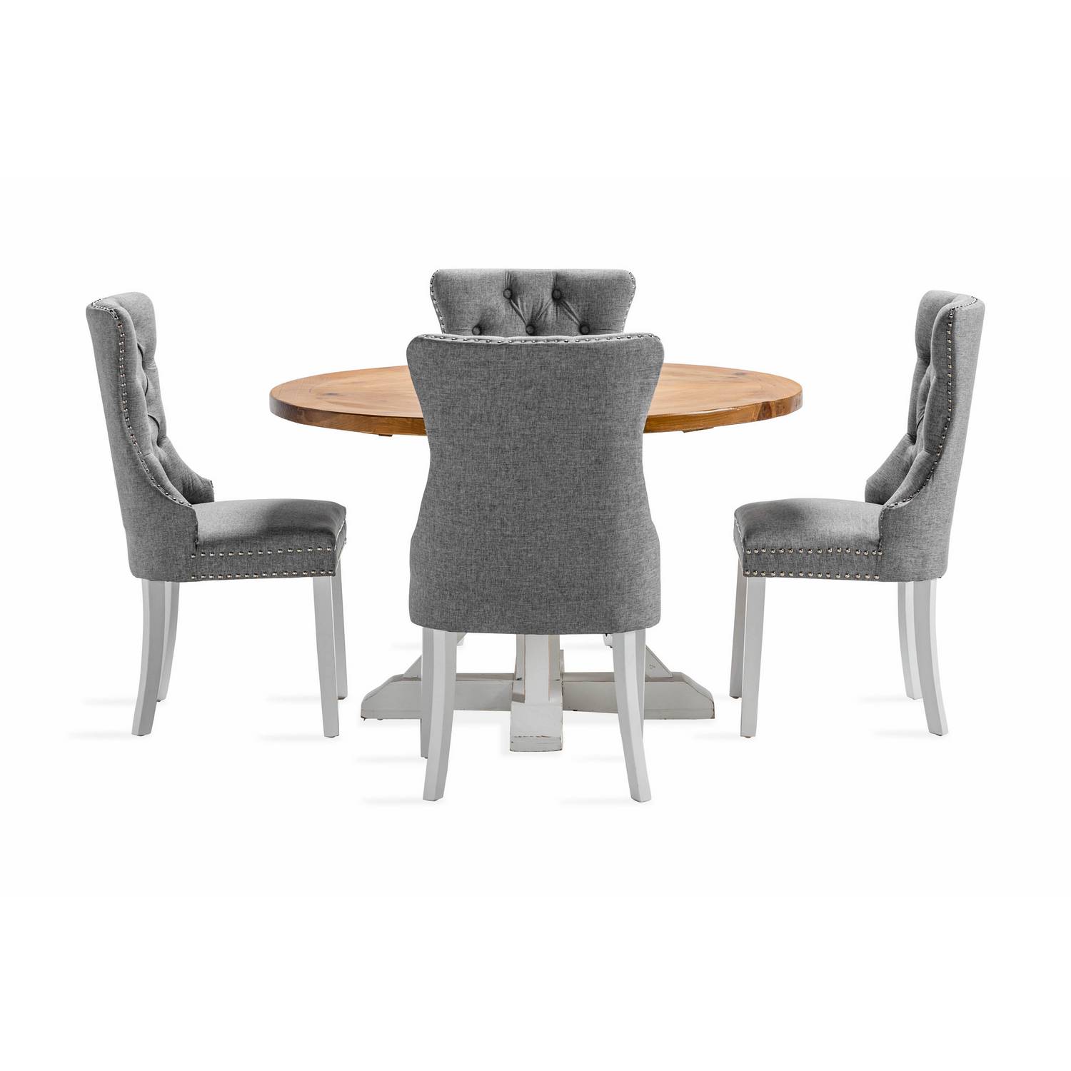 Matgrupp Bloomington Lyon Runt Matbord 120 cm Vit Bas med 4 Bergviken Matstol