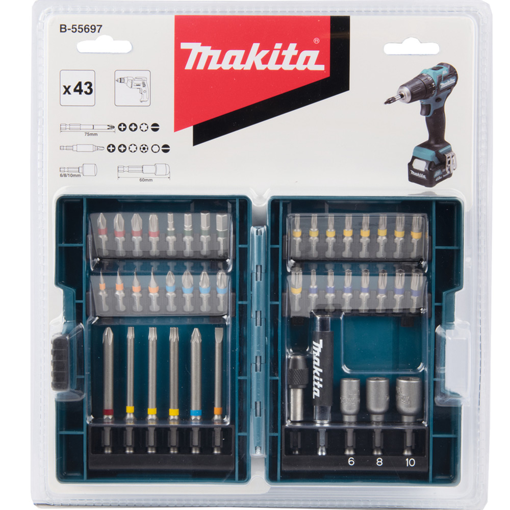 Bitssats Makita B-55697 43 delar med Förvaringslåda