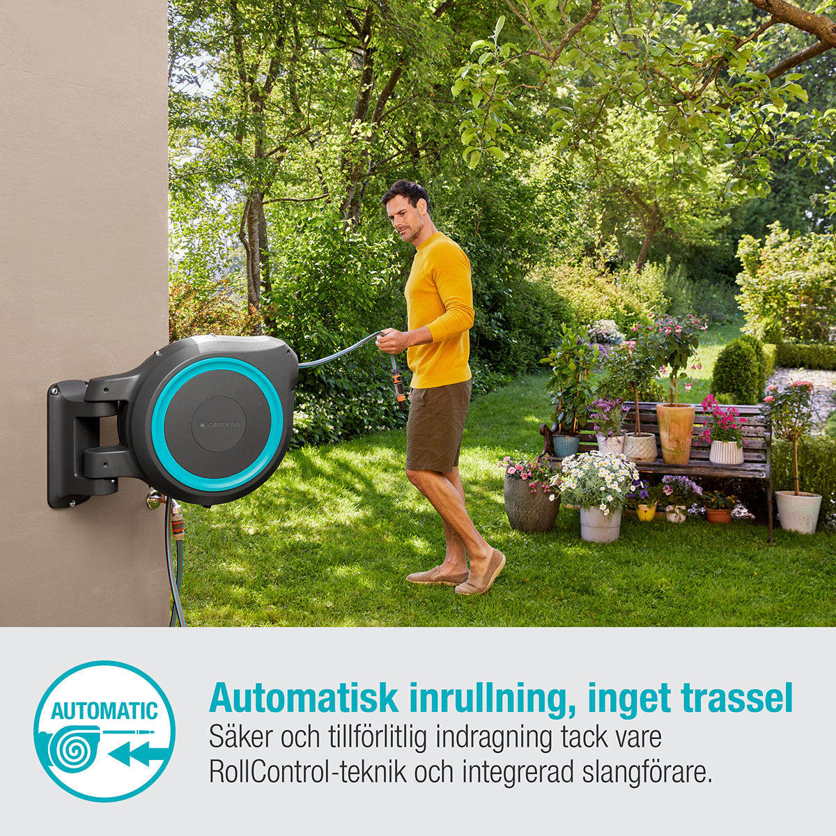 Slangbox Gardena RollUp XL 35 m Turkos