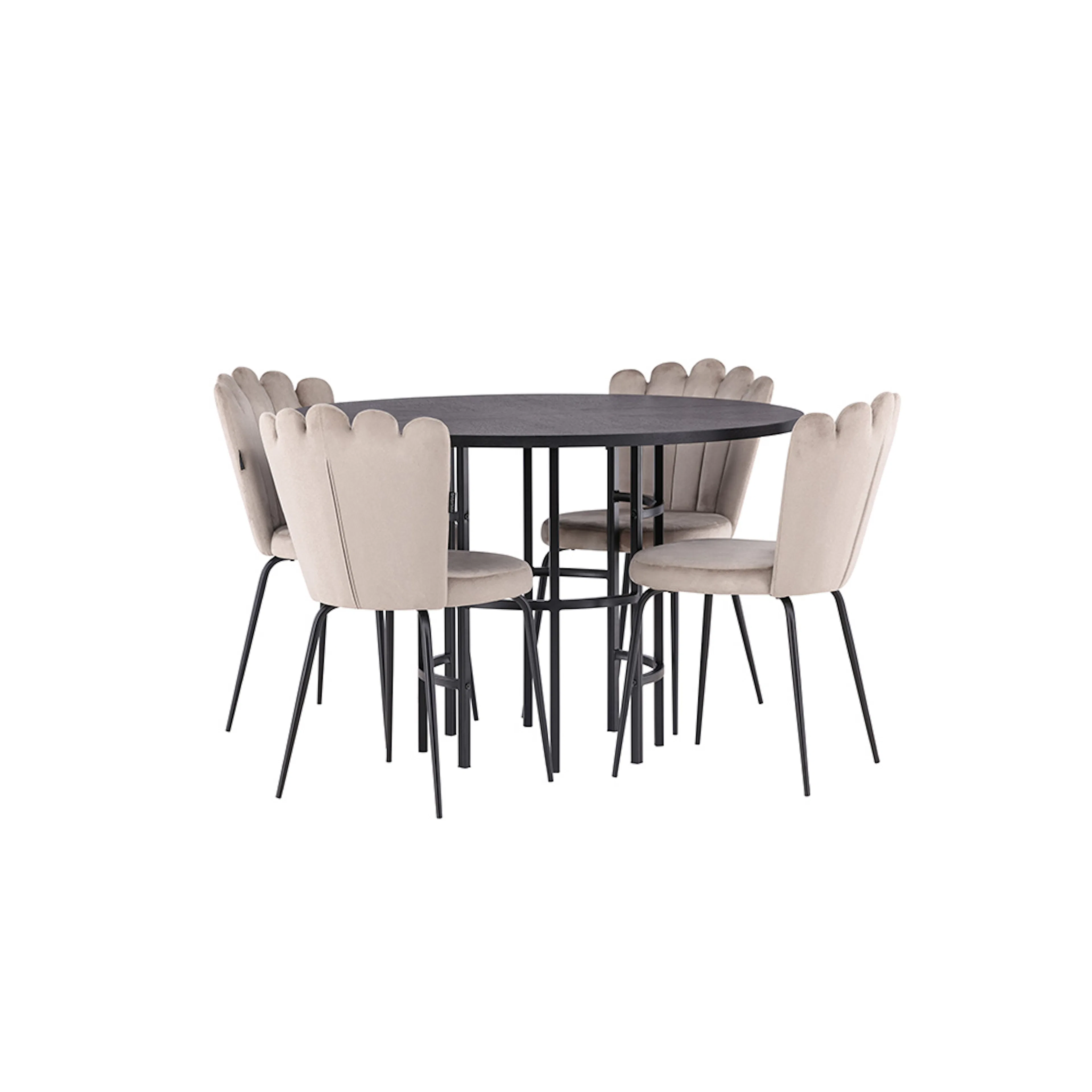 Matgrupp Venture Home Copenhagen Ø 115 cm med 4 Limhamn Light Stolar Sammet
