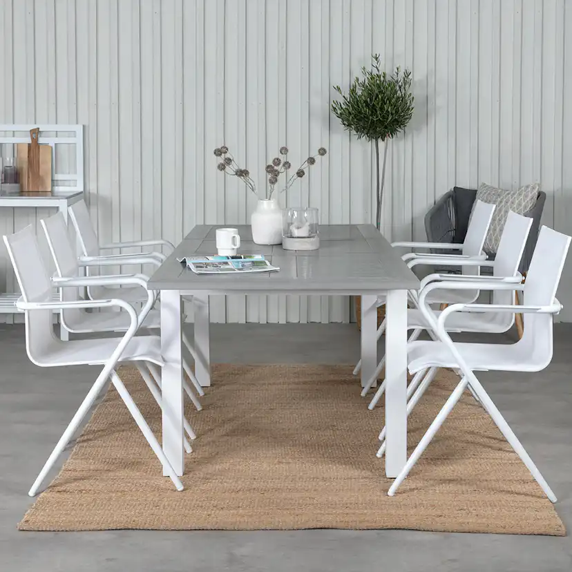 Matgrupp Venture Home Aleyna 160 Vit med 6 Aspen Matstolar