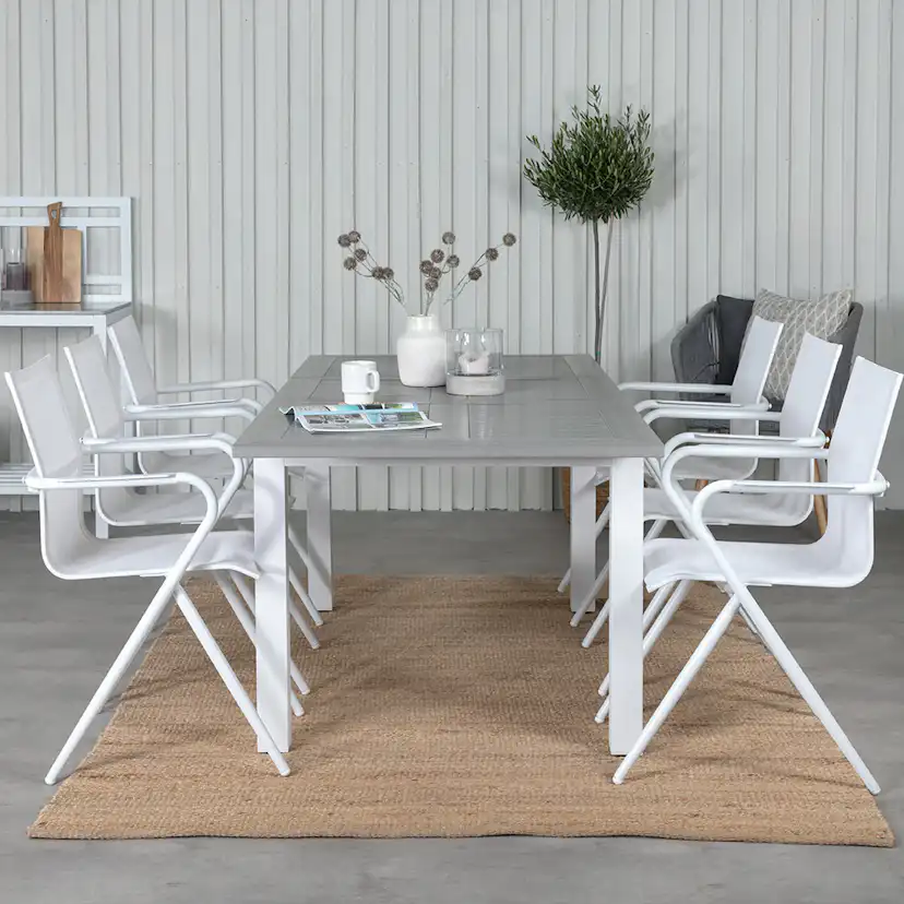 Matgrupp Venture Home Aleyna 160 Vit med 6 Aspen Matstolar