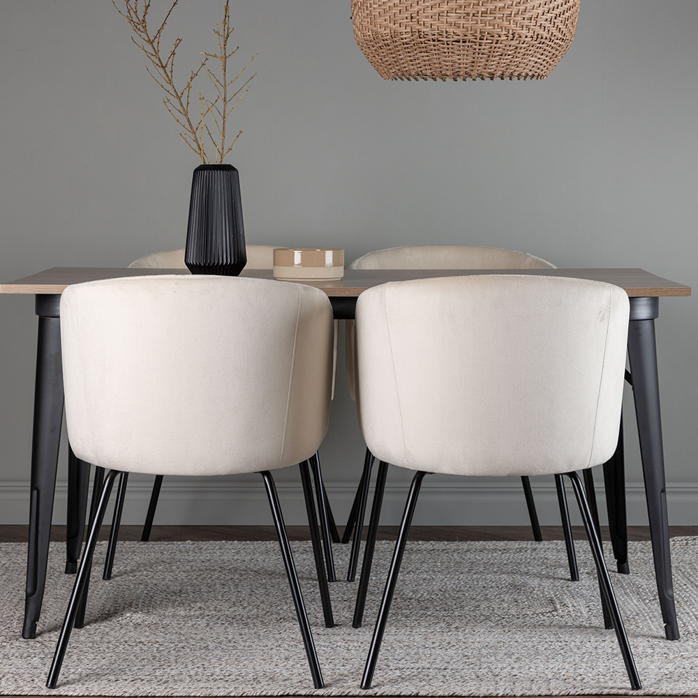 Matgrupp Venture Home Tempe 140 cm med 4 Berit Stolar Sammet