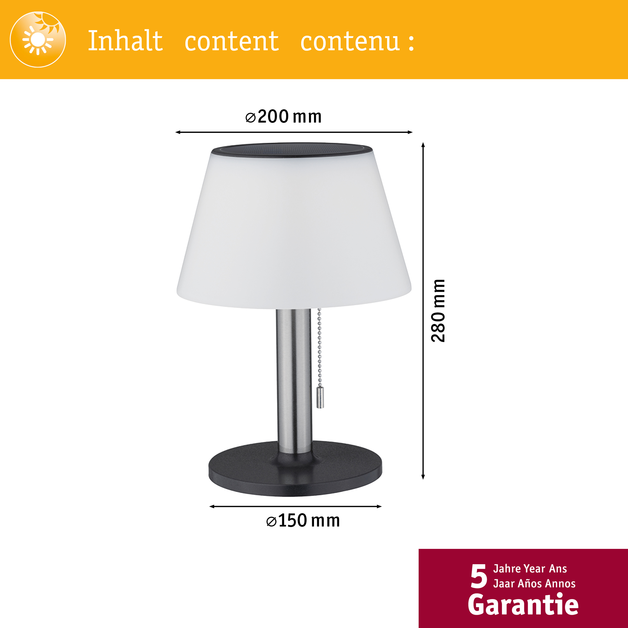Portabel Solcellslampa Paulmann Lillesol 3-Step-Dim IP44