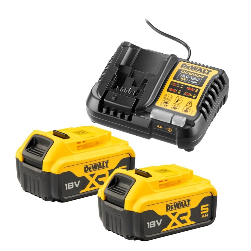 Batterikit DeWalt DCB1104P2-QW 2x5,0 Ah Med Laddare