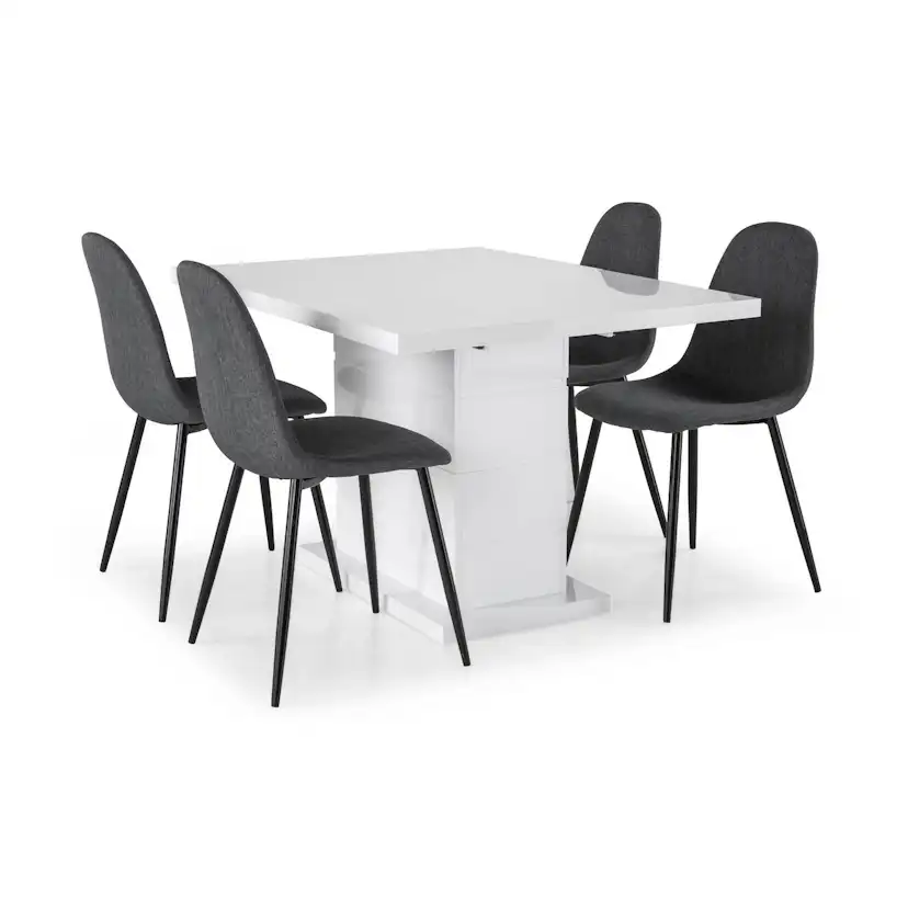 Matgrupp Concept 55 Ratliff Rektangulärt Matbord 120-160 cm Förlängningsbart med 4 Nibe Matstol