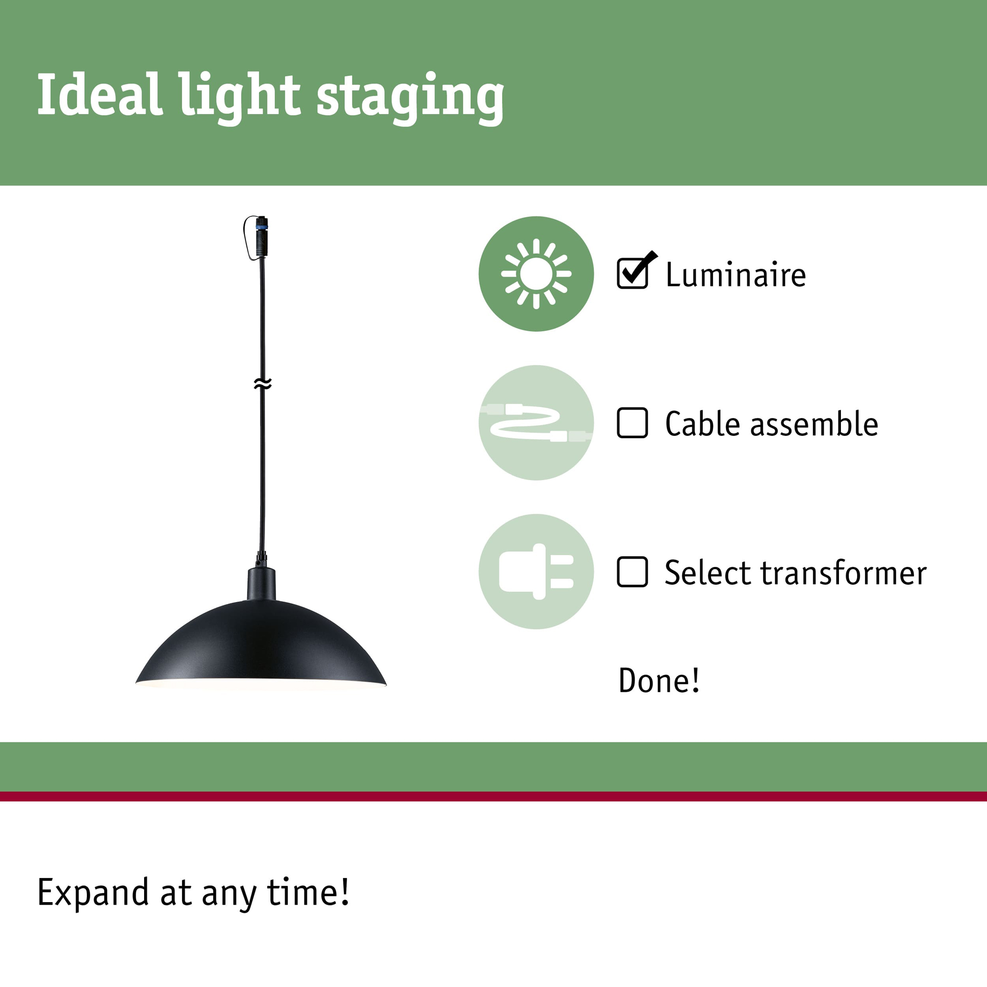 Pendellampa Paulmann Mapalo Plug & Shine IP44 24V