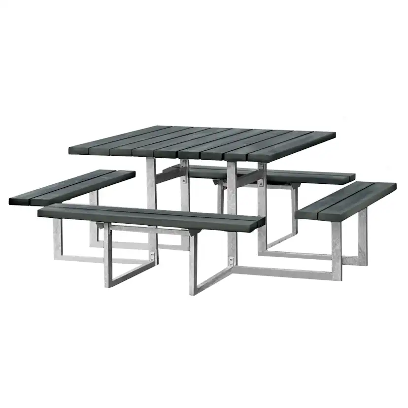 Picknickbord HORTUS Nonwood Antracit Galvaniserad Ram 8 Personer