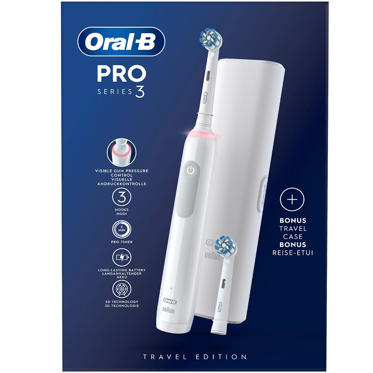 Eltandborste Oral-B Pro3 + Extra Refill + TC