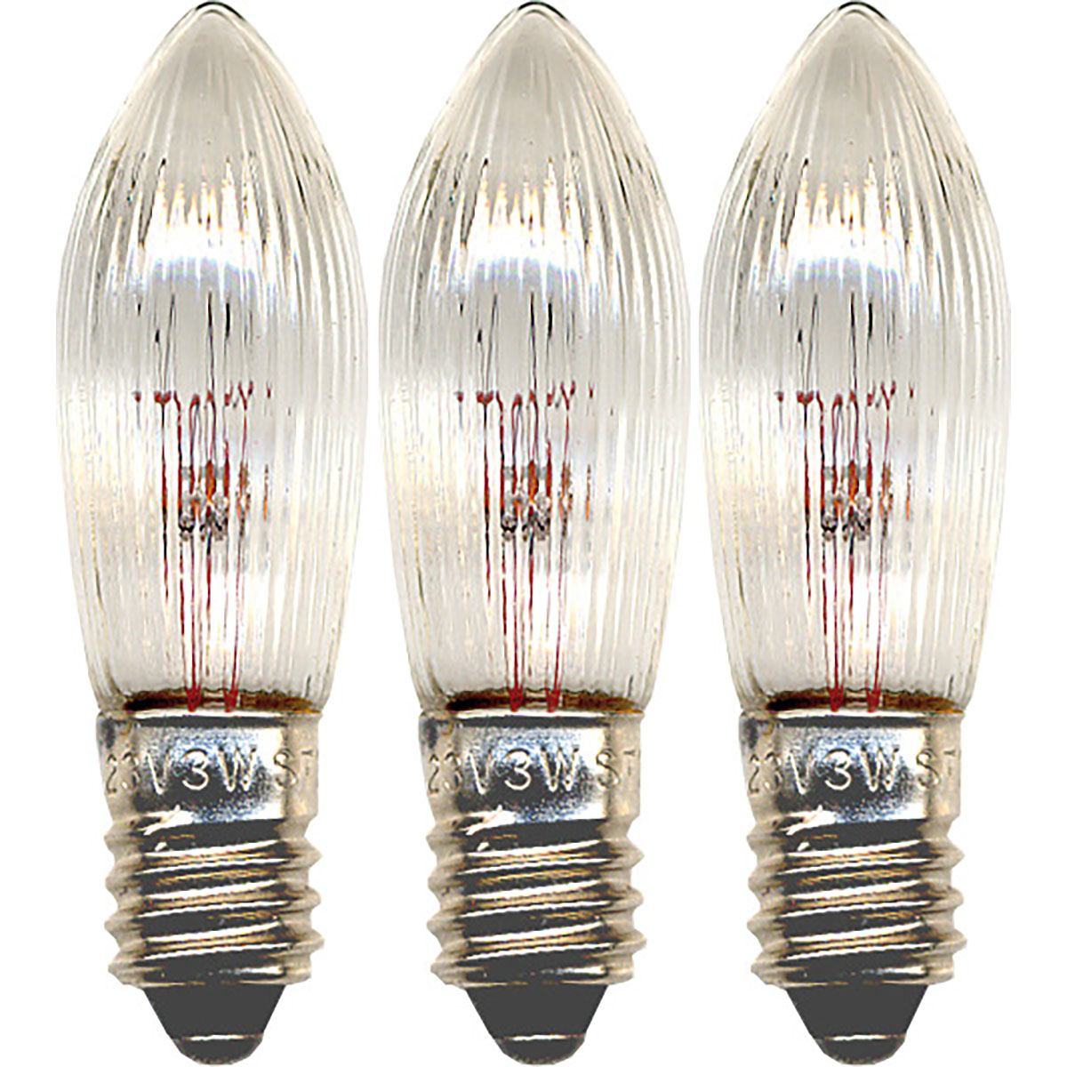 LED-Reservlampa Star Trading E10 55V 3W Räfflat Transparent 3-pack