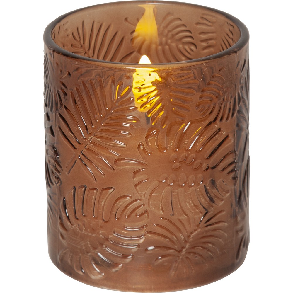 LEDBlockljus Flamme Leaf Brun, D: 85 mm