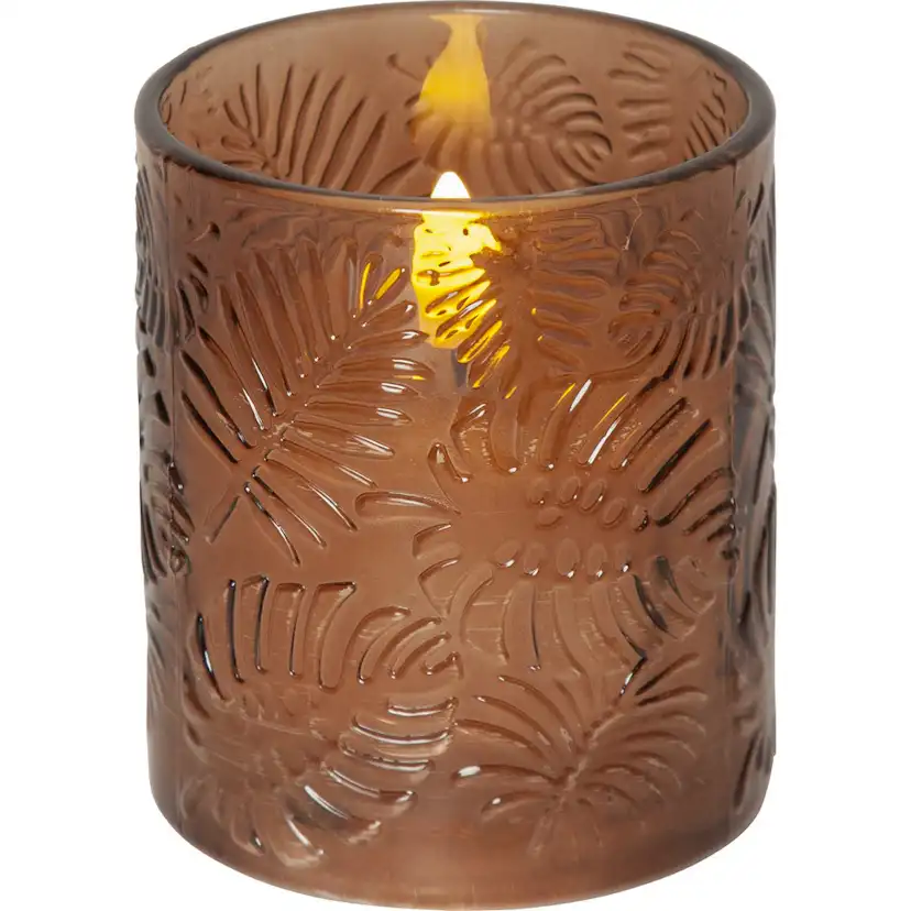 LEDBlockljus Flamme Leaf Brun, D: 85 mm